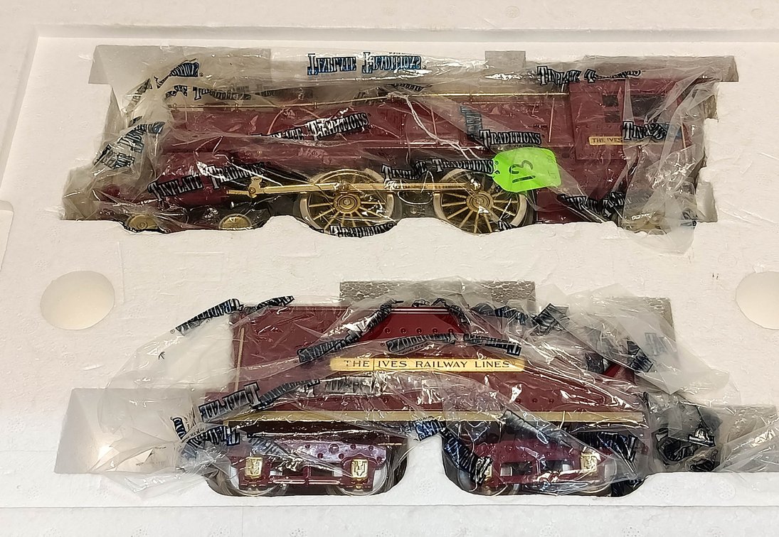 MTH TINPLATE TRADITIONS STD GAUGE 1134 IVES RAILWAY LINES 4-4-2 STEAM LOCOMOTIVE & TENDER, OB  INV 263410140