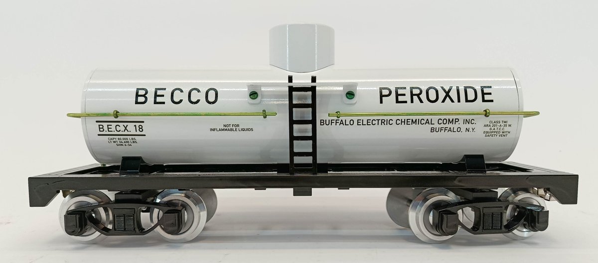 CLASSIC MODEL TRAINS BECCO PEROXIDE STANDARD GAUGE ALUMINUM TANK CAR, OB  INV 263410143