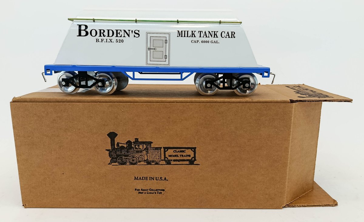CLASSIC MODEL TRAINS STD GAUGE BORDEN'S MILK TANK CAR B.F.I.X. 520, OB  INV 263410147