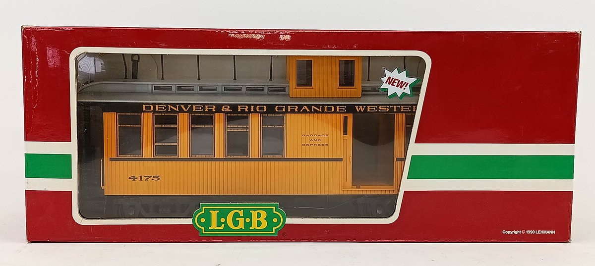 LGB G GAUGE 4175 DENVER & RIO GRANDE WESTERN BAGGAGE & EXPRESS CAR, OB  INV 263410168