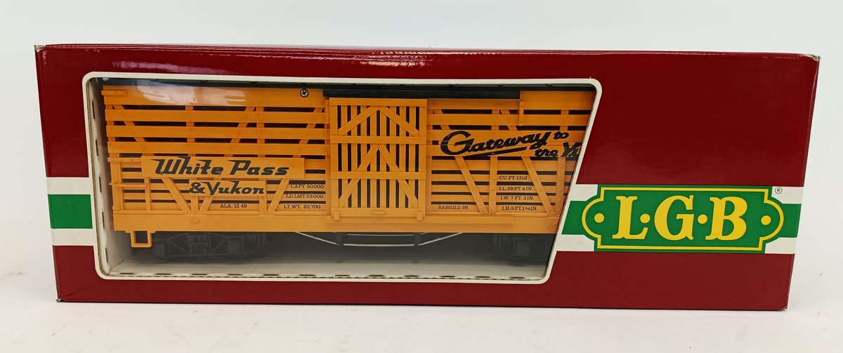 LGB G GAUGE 4168 WHITE PASS & YUKON STOCK CAR, OB  INV 263410172