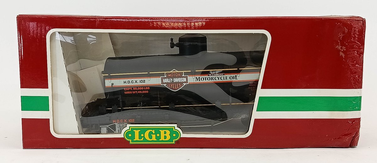 LGB G GAUGE 4080 HD HARLEY-DAVIDSON MOTORCYCLE OIL TANK CAR, OB  INV 263410171