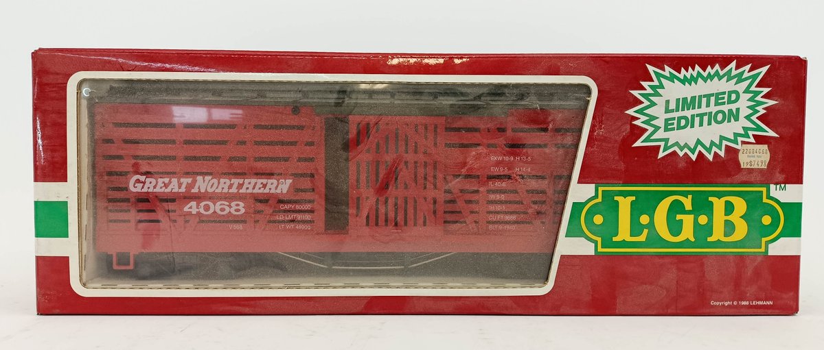 LGB G GAUGE 4068 GREAT NORTHERN STOCK CAR, LIMITED EDITION, OB  INV 263410176