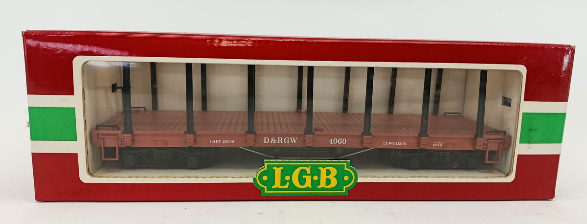 LGB G GAUGE 4060 D&RGW FLATCAR W/ STAKES, OB  INV 263410175