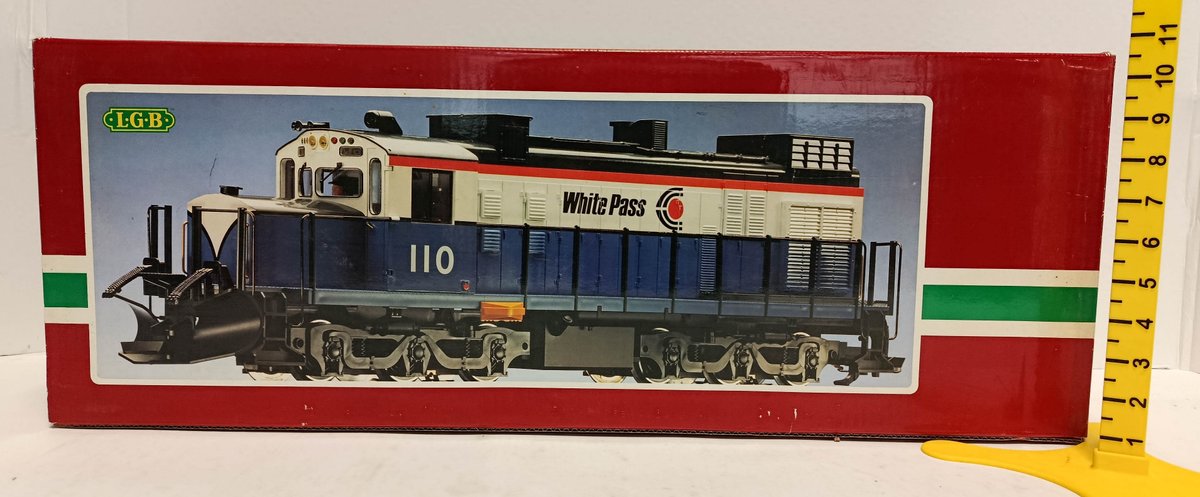 LGB G GAUGE 2055 WHITE PASS 110 DIESEL LOCOMOTIVE W/ SNOW PLOW, OB  INV 263410192