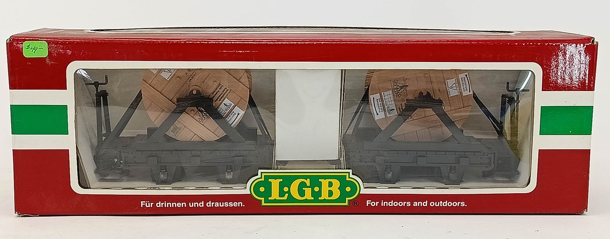LGB G GAUGE 43170 2 FLATCARS W/ CABLE REELS, OB  INV 263410206