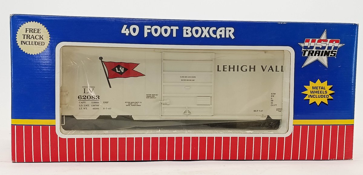USA TRAINS R19215B LEHIGH VALLEY 40FT PS-1 BOXCAR, G GAUGE, OB  INV 263410209