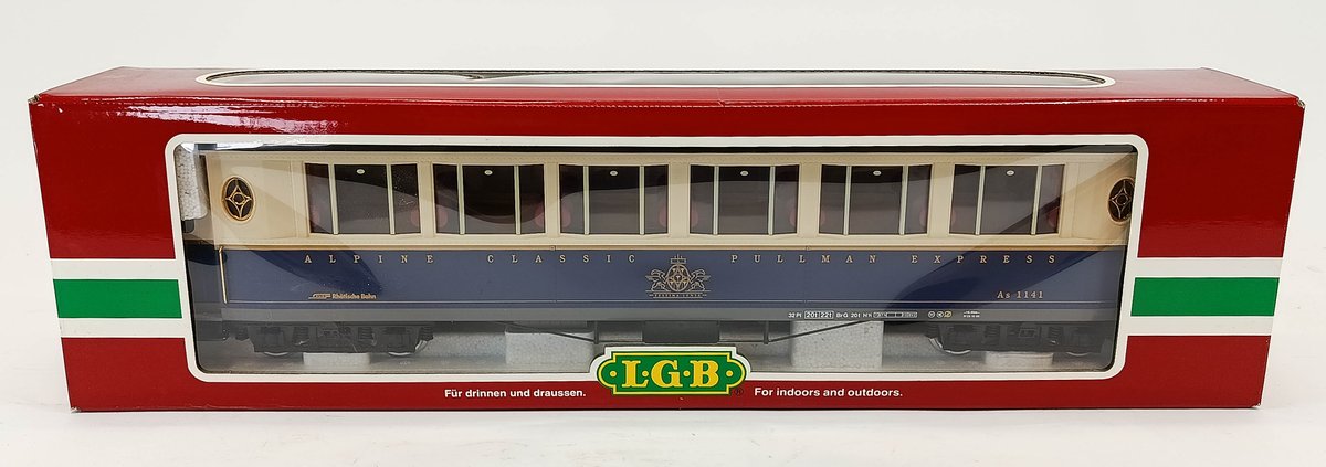LGB 34653 RHATISCHE BAHN ALPINE CLASSIC PULLMAN EXPRESS PASSENGER CAR, G GAUGE, OB  INV 263410208
