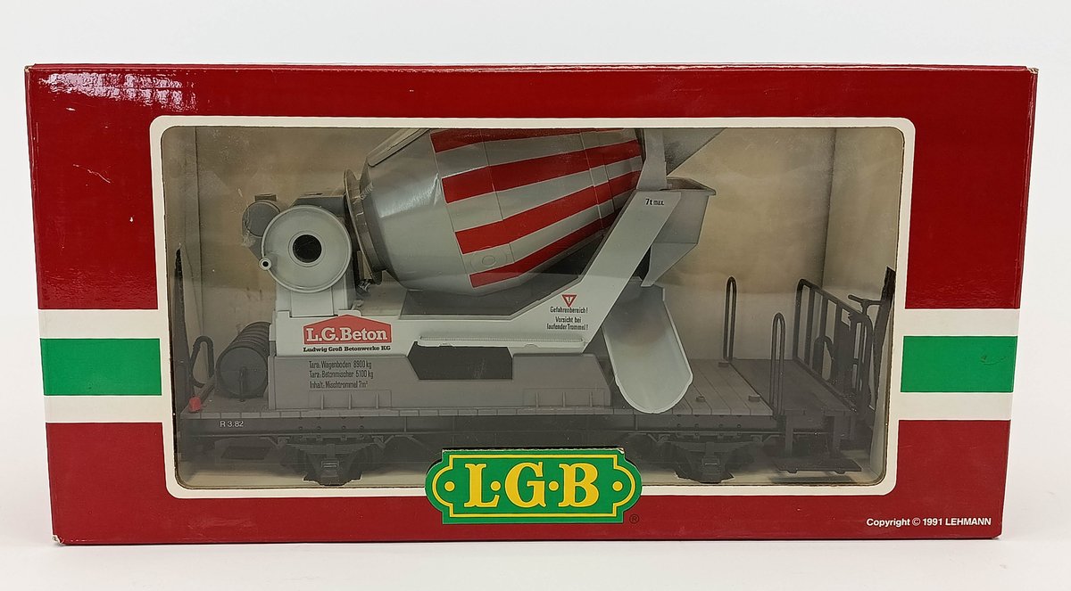 LGB G GAUGE 4055 L.G. BETON CEMENT MIXER FLAT CAR, OB  INV 263410222