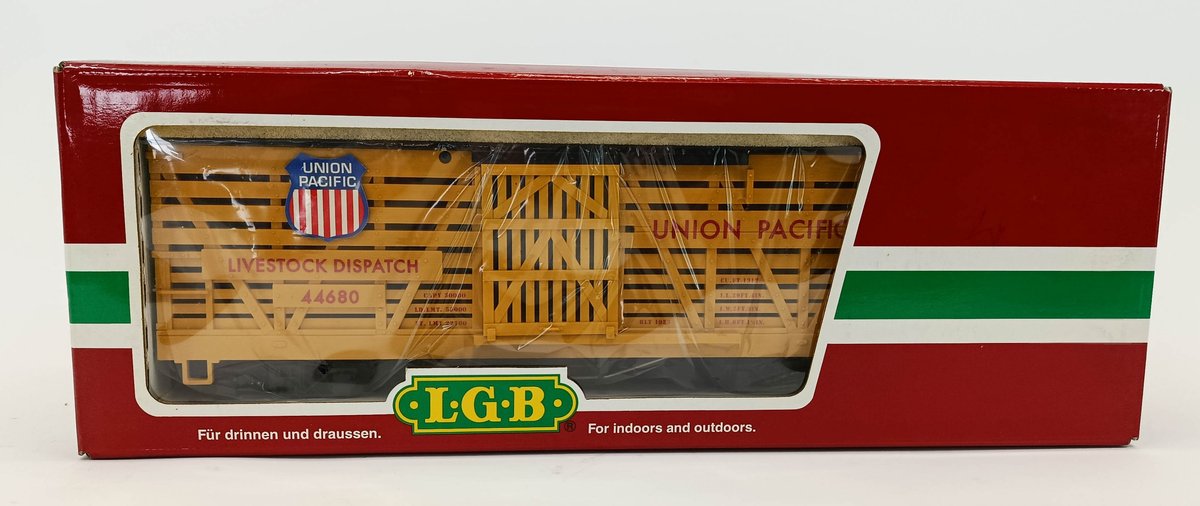 LGB G GAUGE 44680 UNION PACIFIC LIVESTOCK DISPATCH STOCK CAR, OB  INV 263410232