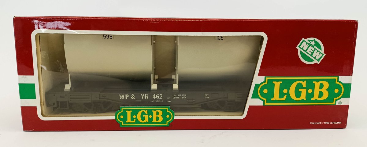LGB G GAUGE 4086 WP & YR 462 FLATCAR W/ 2 CONTAINERS, OB  INV 263410237