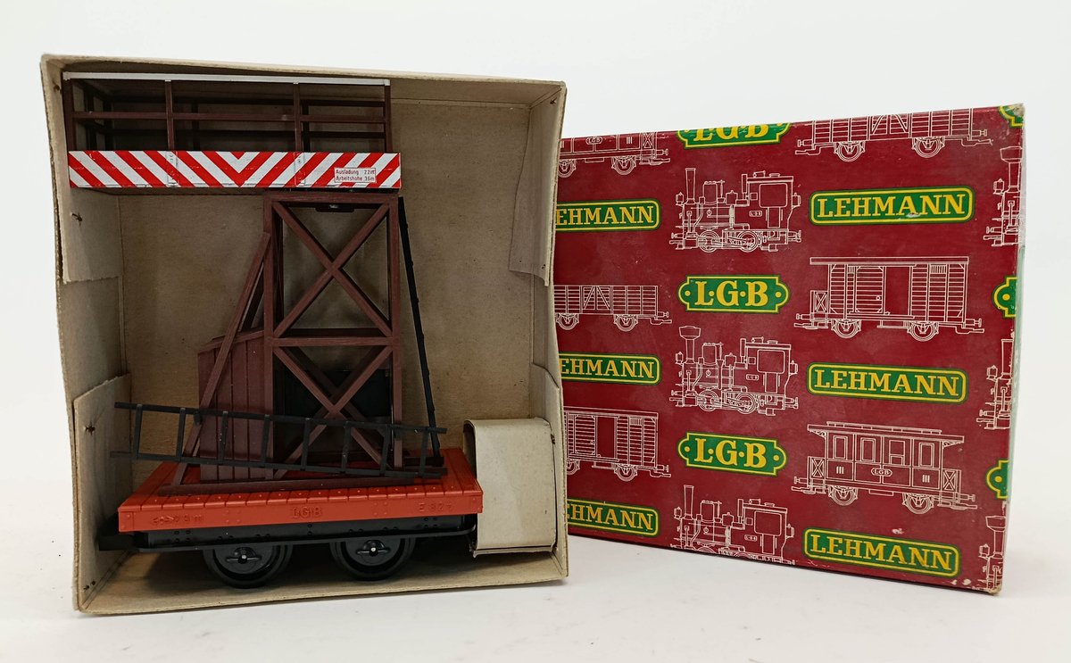 LGB LEHMANN 3530 G GAUGE FLATCAR W/ MAINTENANCE TOWER PLATFORM & LADDERS, OB  INV 263410306