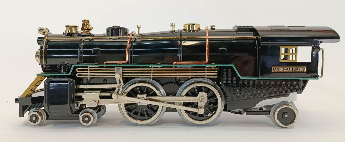 AMERICAN FLYER STD GAUGE 4696 BLACK W/ BRASS TRIM STEAM LOCOMOTIVE W/ PROTO-SOUND 2.0, TENDER 2OBS  INV 263410312