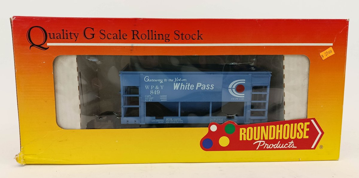 ROUNDHOUSE G4166 WP&Y WHITE PASS BLUE ORE CAR, G SCALE, OB  INV 263410326