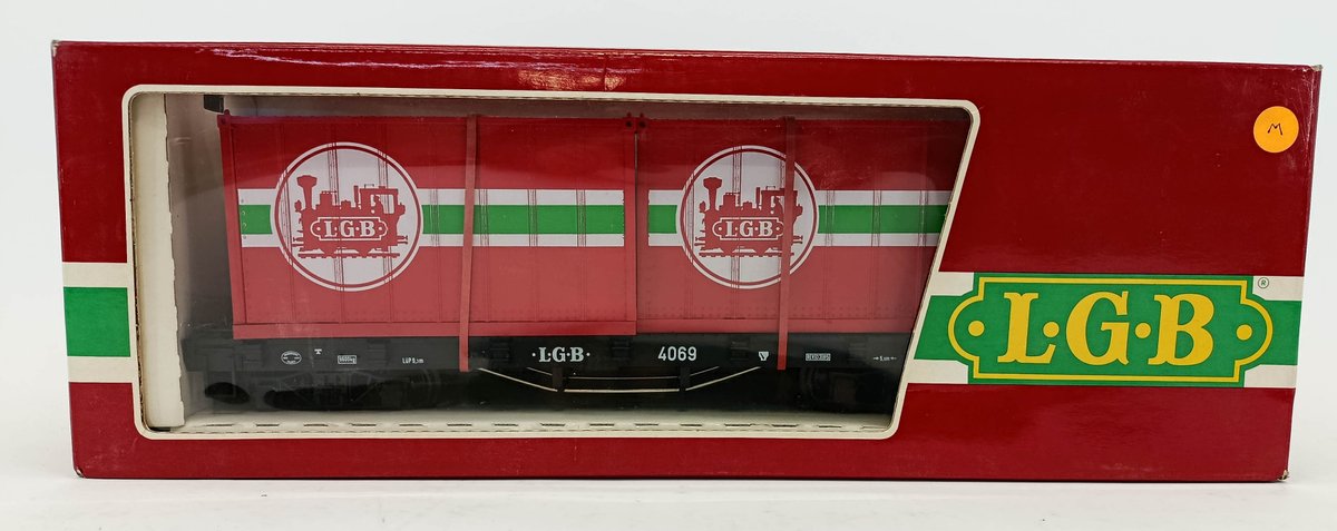 LGB G GAUGE 4069 LEHMANN CONTAINER FLAT CAR, OB  INV 263410327