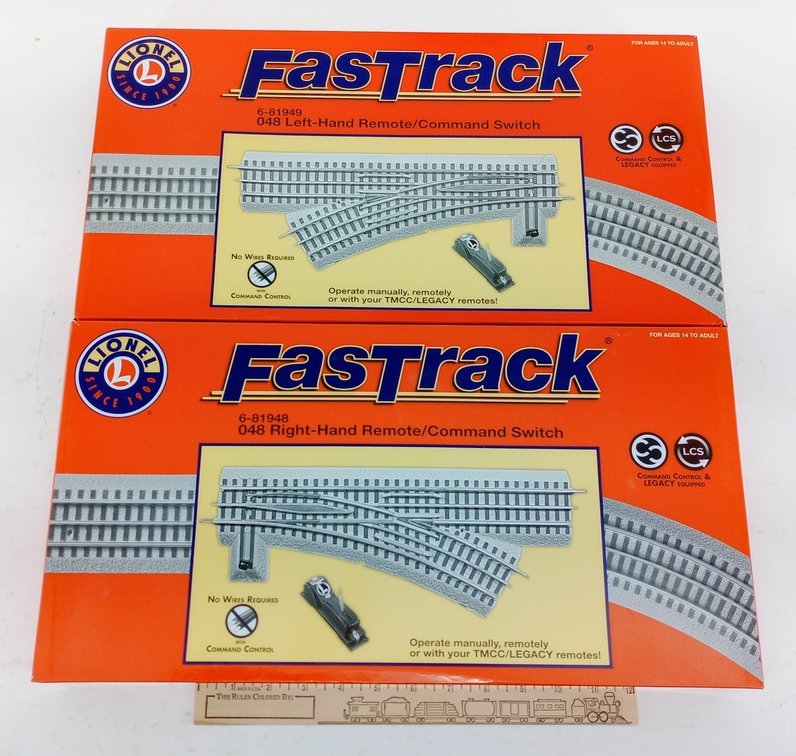 2 LIONEL FASTRACK O GAUGE 6-81949 & 6-81948 O48 REMOTE/COMMAND SWITCHES, 2 OBS  INV 260390047