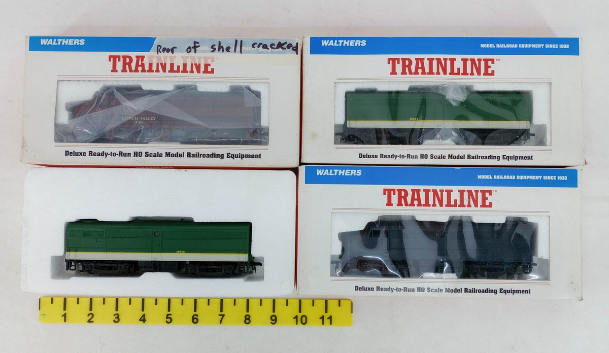 4 WALTHERS TRAINLINE HO ALCO FA-1 & FB-1 LEHIGH VALLEY & SOUTHERN LOCOMOTIVES, 4 OBS  INV 262330084