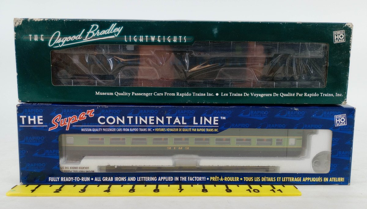 2 RAPIDO HO 109022 & 100182 NEW HAVEN & ERIE LIGHTWEIGHT COACHES, 2 OBS  INV 262330092