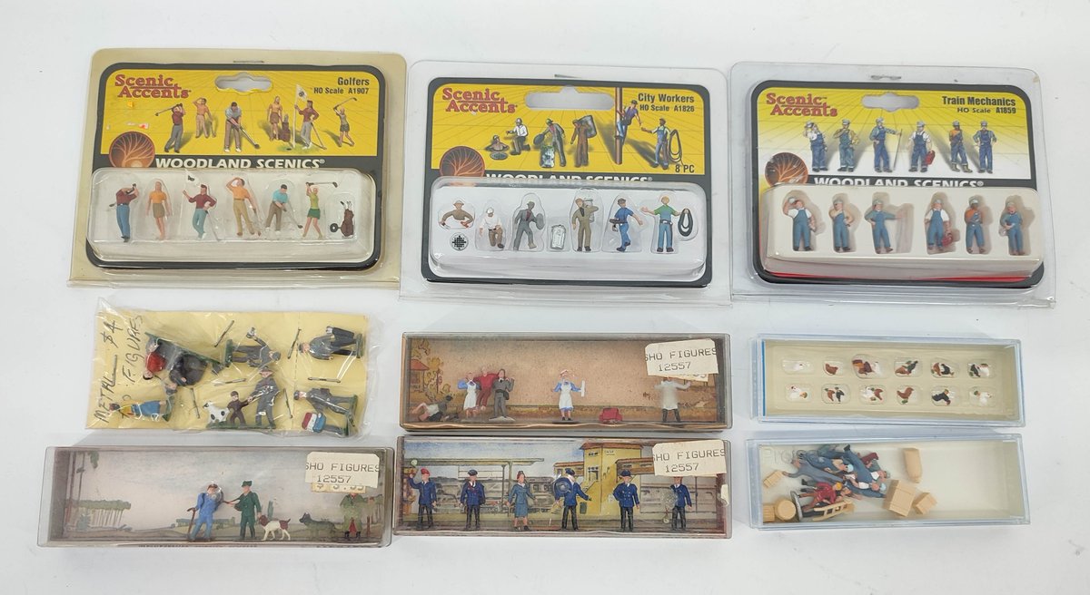 HO GAUGE 9 PKGS HO PEOPLE & ANIMALS MERTEN, PREISGRUPPE, SCENIC ACCENTS  IN PACKAGES  INV 262380577