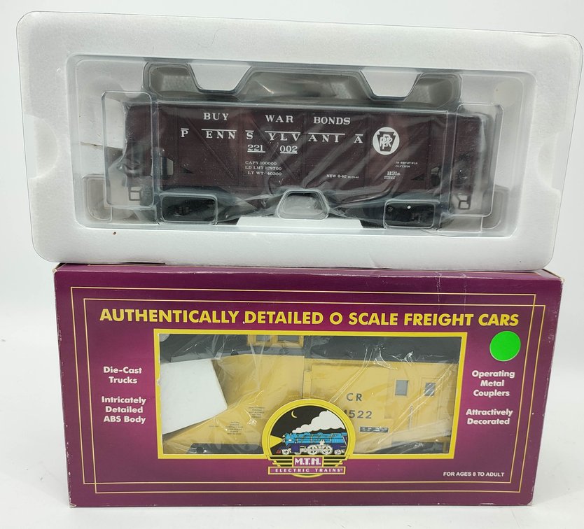 M.T.H. 2 O SCALE TRAIN CARS CONRAIL SNOW PLOW 20-98220 OB & PRR HOPPER CAR 221002 IN FOAM NO BOX  INV 262380590