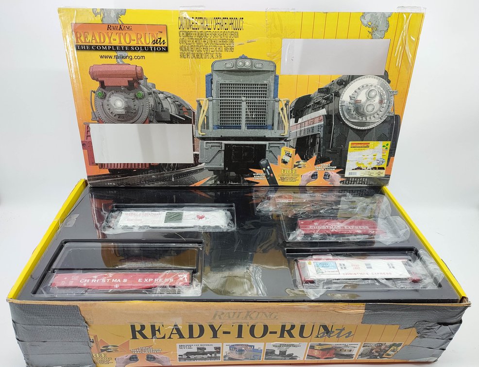 M.T.H. RAILKING CHRISTMAS EXPRESS O GAUGE READY TO RUN TRAIN SET 30-4069-0 AS IS BOX ROUGH  INV 262380594