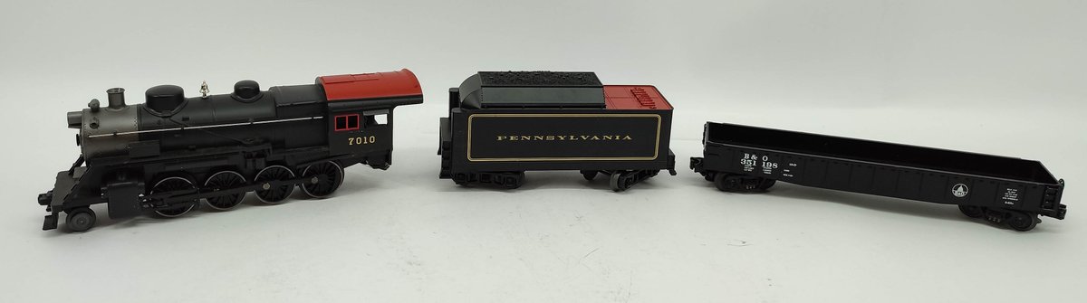M.T.H. 3 TRAIN CARS PRR LOCOMOTIVE 2-8-0 #7010 & TENDER & B&O 35198 GONDOLA  INV 262380617