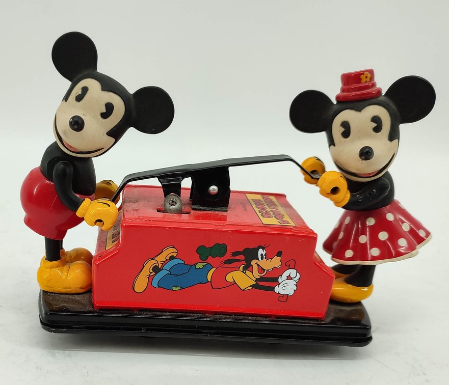 TOYS 1990'S WIND-UP MICKEY & MINNIE MOUSE HANDCAR DISNEY  INV 262380620