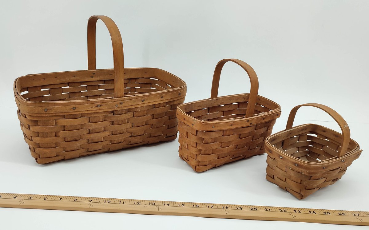 3 LONGABERGER HANDWOVEN BASKETS U.S.A. VL 85', BLC 86' BJS 1987  INV 262380641