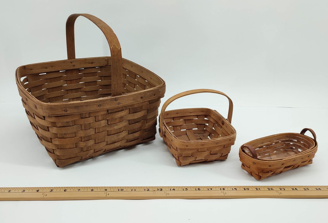 3 LONGABERGER HANDWOVEN BASKETS U.S.A. 84', LMR 1988, LAU 1992  INV 262380642