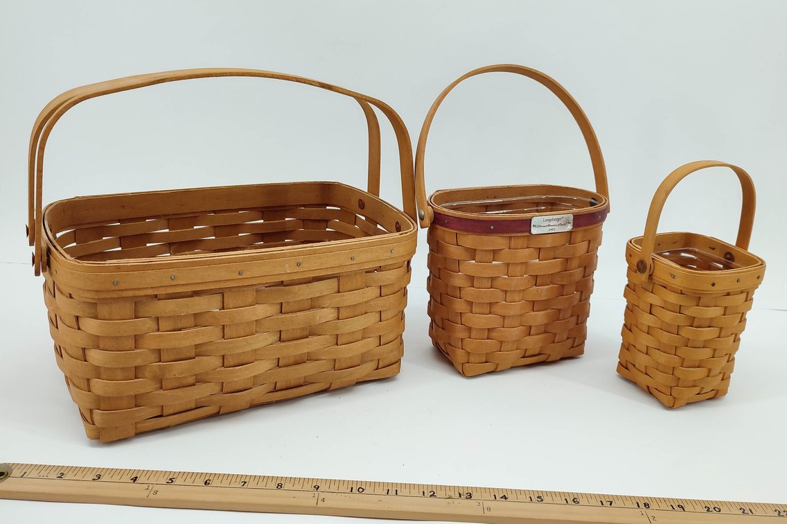 3 LONGABERGER HANDWOVEN BASKETS U.S.A. 1998, 2005, 2006  INV 262380644