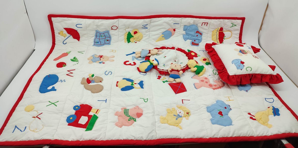 BABY ABC QUILT 36"X50" & PILLOW & CRIB MOBILE  INV 262380645