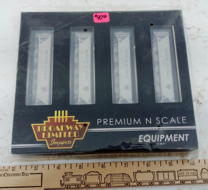 4 BROADWAY LIMITED 3168 PRR GRAY H32 COVERED HOPPERS N SCALE, OB  INV 263331178