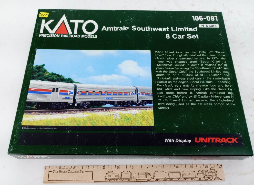 KATO 106-081 N SCALE AMTRAK SOUTHWEST LIMITED 8 CAR PASSENGER SET W/ UNITRACK, OB  INV 263331196