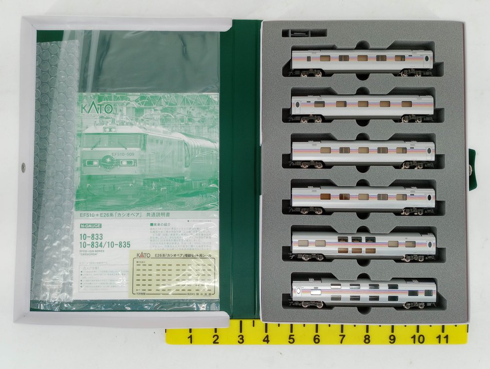 KATO 10-835 E26 SERIES CASSIOPEIA 6 PASSENGER CARS SET B N GAUGE, OB  INV 263331222