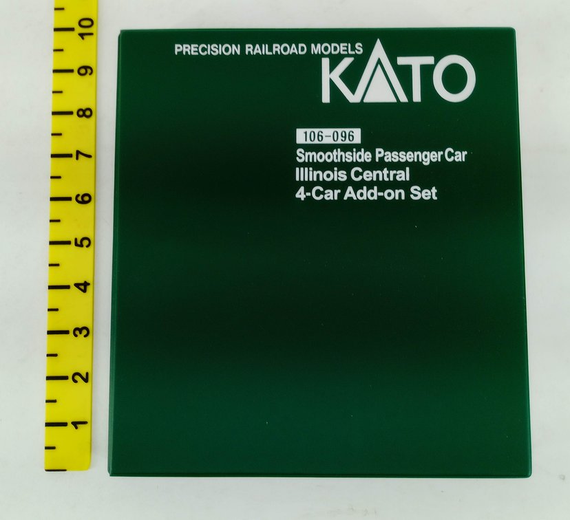 KATO 106-096 ILLINOIS CENTRAL SMOOTHSIDE 4 PASSENGER CAR ADD-ON SET, OB  INV 263331224