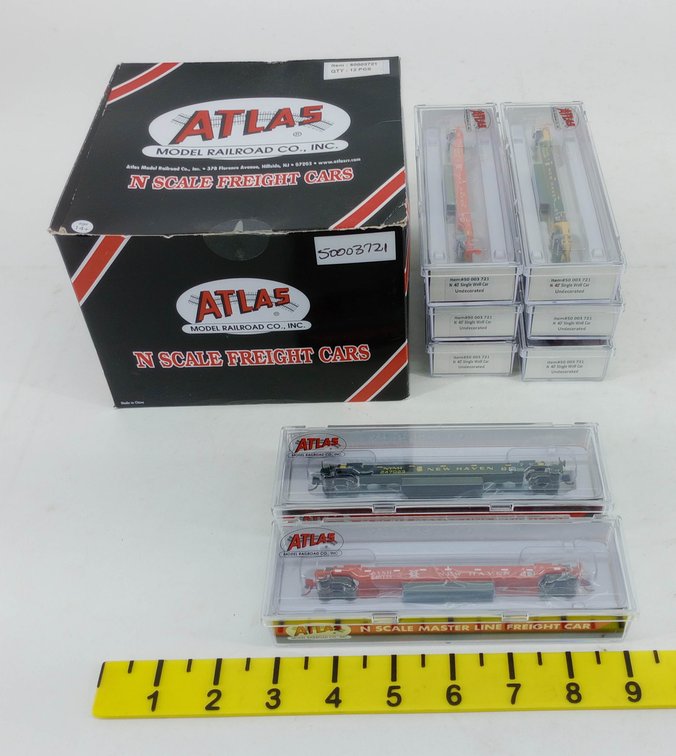 ATLAS 50003721 NEW HAVEN N SCALE 40' SINGLE WELL CARS, SOME OBS  INV 263331230