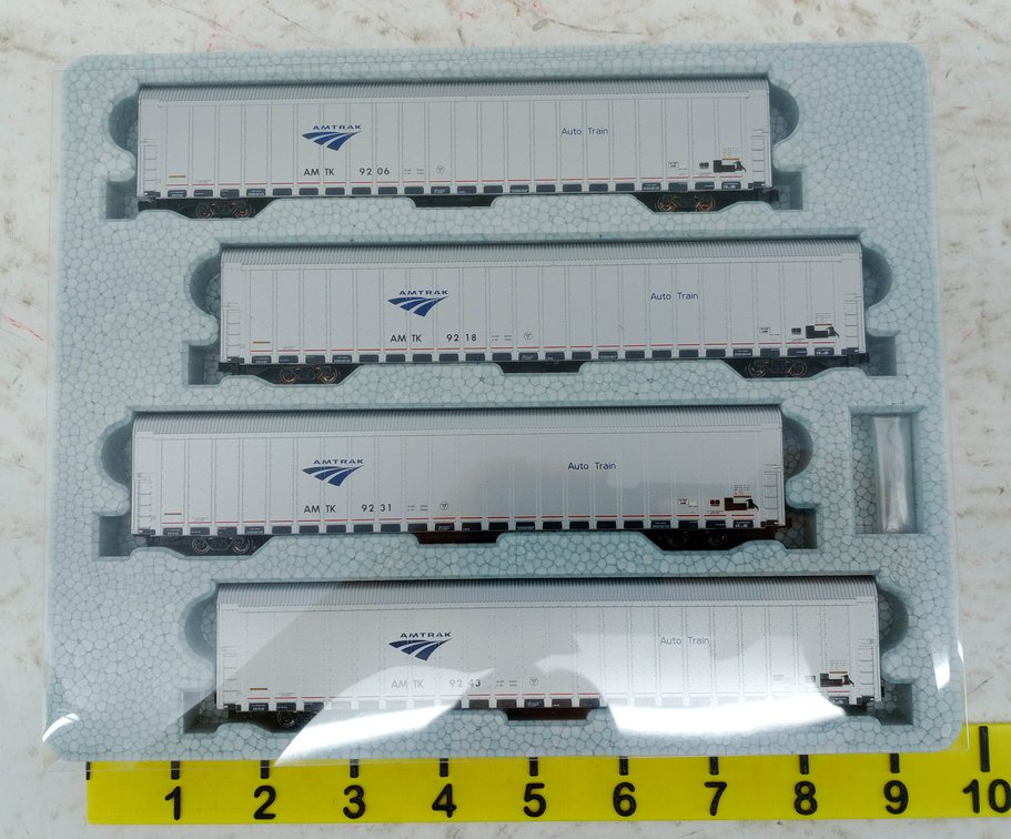 KATO 106-5505 AMTRAK PHASE V AUTORACK 4 CAR SET #3, N SCALE, OB  INV 263331275
