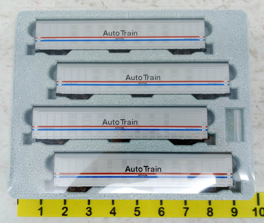 KATO 106-5508 AMTRAK AUTO TRAIN AUTORACK PHASE III 4 CAR SET #2, N SCALE, OB  INV 263331276