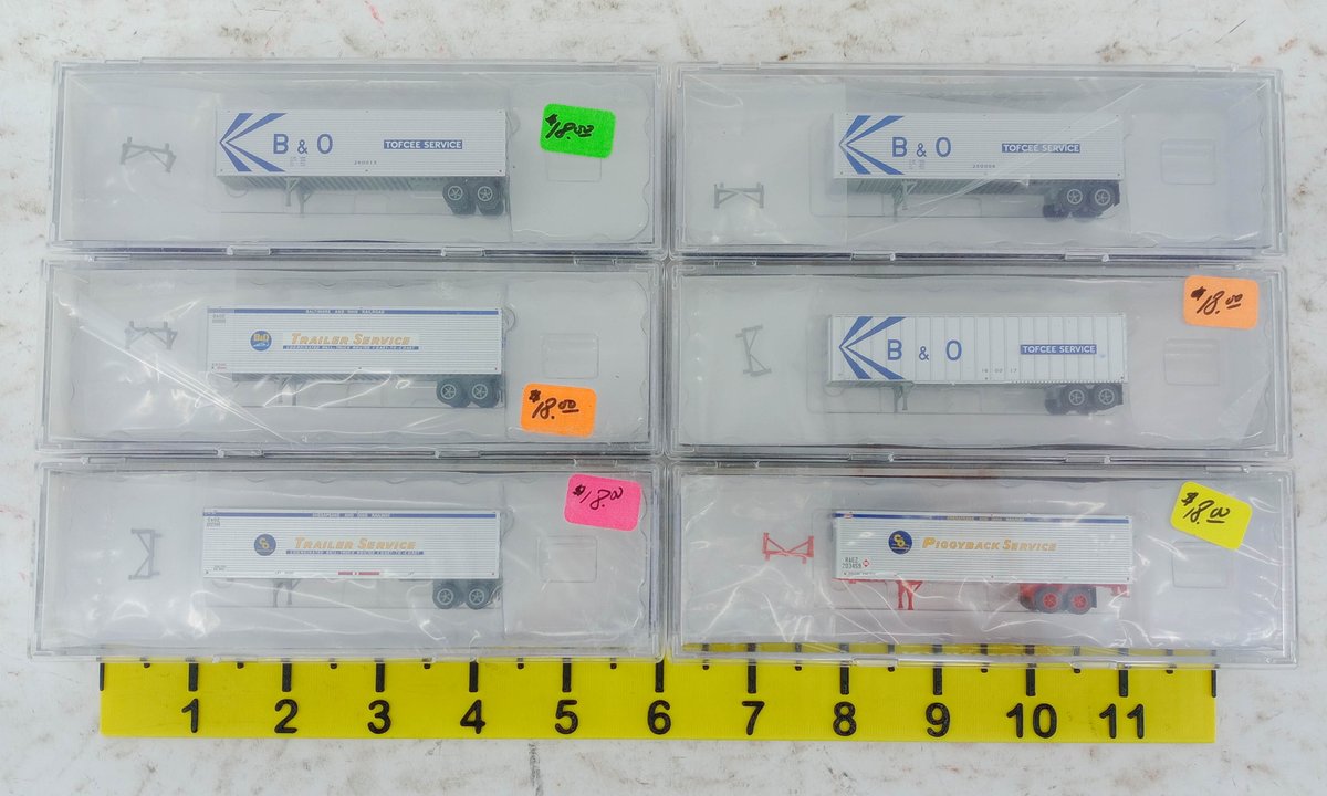 6 N SCALE B&O & C&O 40' CORRUGATED & FLEXI-VAN TRAILERS, 6 OBS  INV 263331280