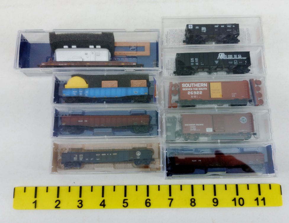 9 MICRO-TRAINS LINE N SCALE ASSORTED NASA, SOUTHERN, B&O FREIGHT CARS, 9 OBS  INV 263331291
