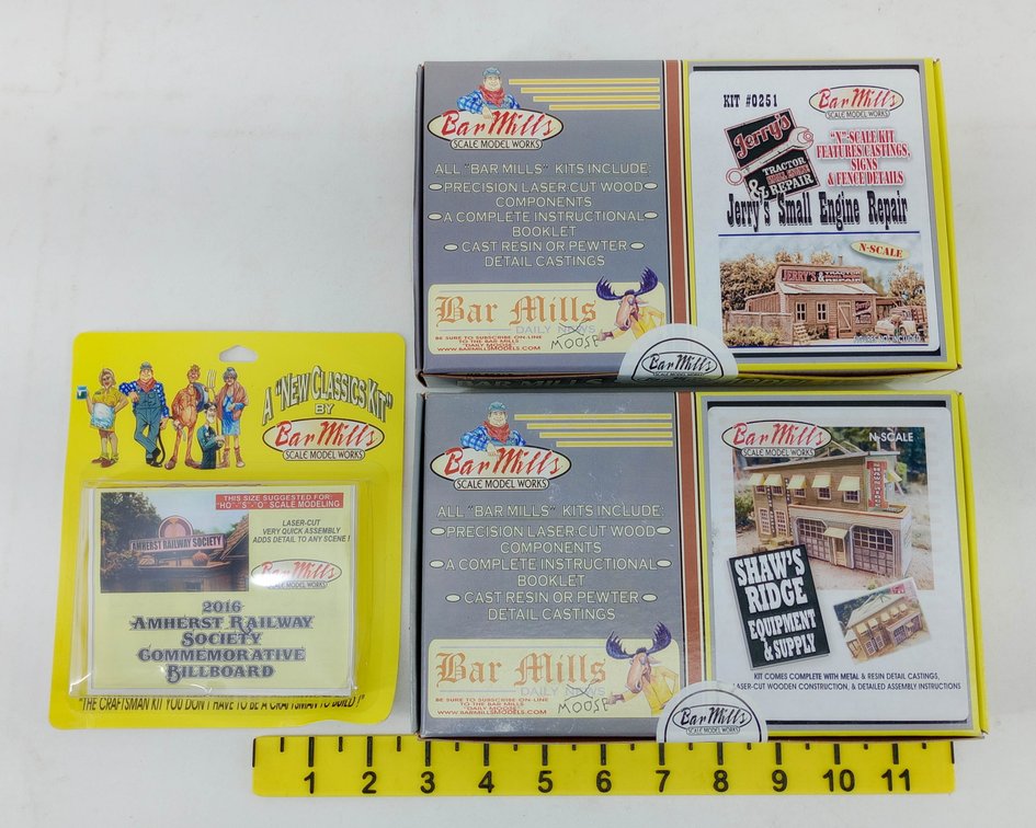 5 BAR MILLS N SCALE BUILDING KITS SHAW'S RIDGE & JERRY'S SMALL ENGINE REPAIR, 5 OBS NNC  INV 263331289