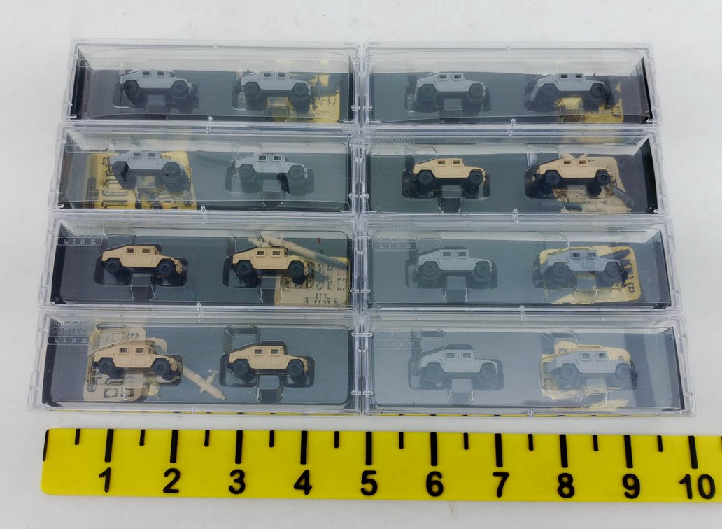 8 MICRO-TRAINS N SCALE 499 45950 & 499 45951 HUMVEE 2-PACKS, 8 OBS  INV 263331290