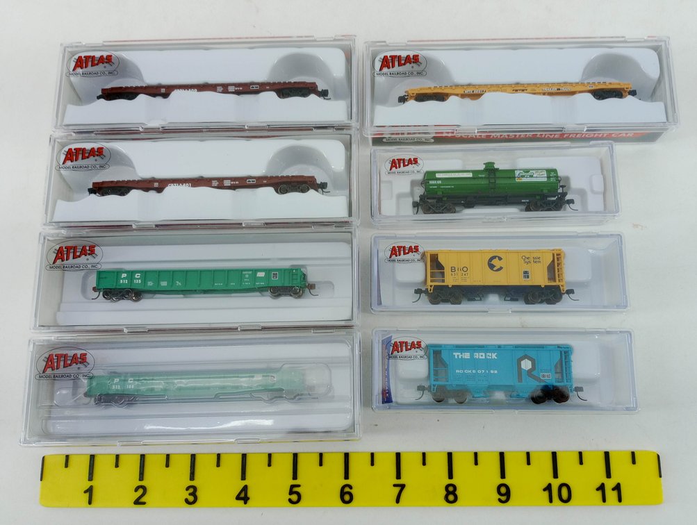 ASSORTED ATLAS N SCALE FREIGHT CARS CONRAIL, PENN CENTRAL, B&O, ROCK ISLAND, 8 OBS  INV 263331293