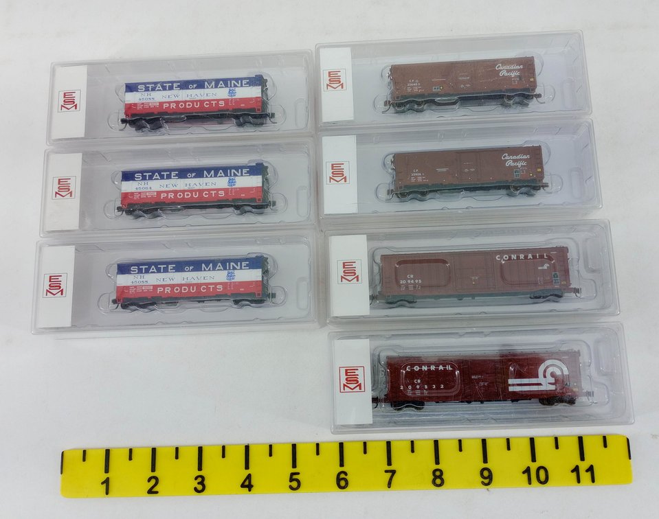 7 EASTERN SEABOARD MODELS N SCALE CP, CONRAIL & NEW HAVEN BOXCARS, 7 OBS  INV 263331297