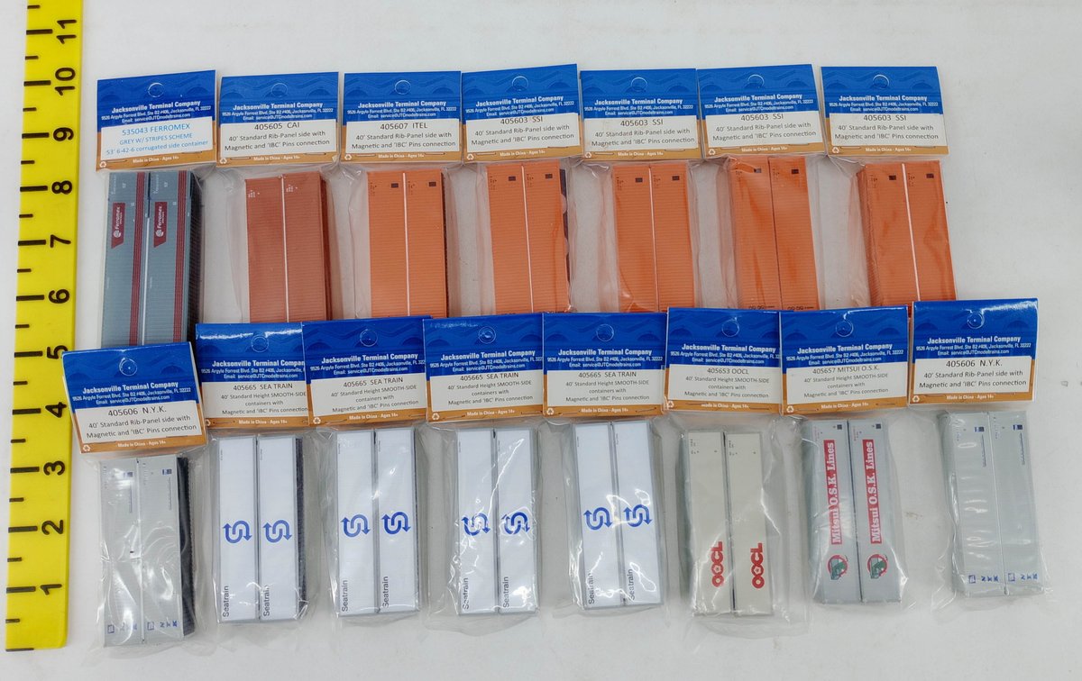 JACKSONVILLE TERMINAL CO N GAUGE ASSORTED SHIPPING CONTAINERS SEATRAIN SSI NYK OOCL, SOME OBS  INV 263331298