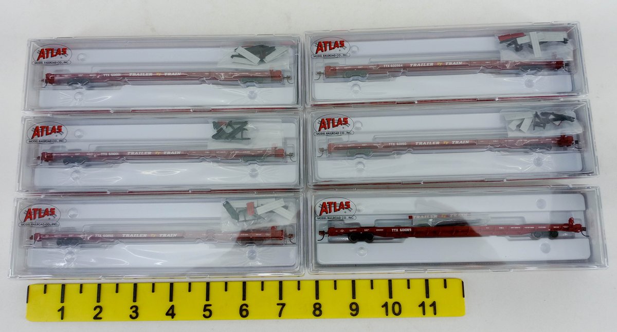 6 ATLAS N SCALE TTX TRAILER TRAIN F89J FLATCARS, 6 OBS  INV 263331306