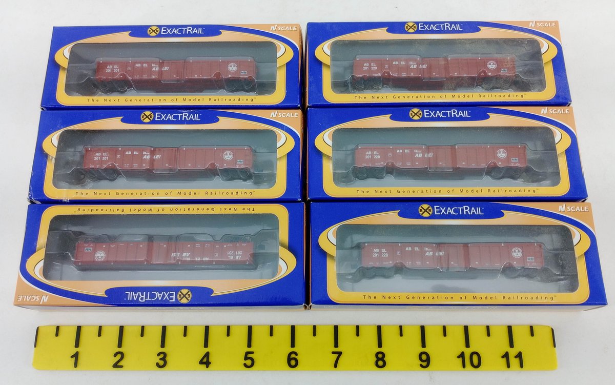 6 EXACTRAIL N SCALE AMHERST BELT LINES THRALL 2743 GONDOLAS, 6 OBS  INV 263331309
