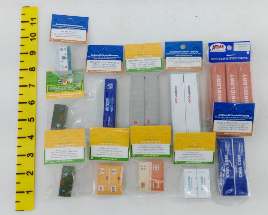 ASSORTED JTC & ATLAS N SCALE INTERMODAL CONTAINERS SOME OBS  INV 263331312
