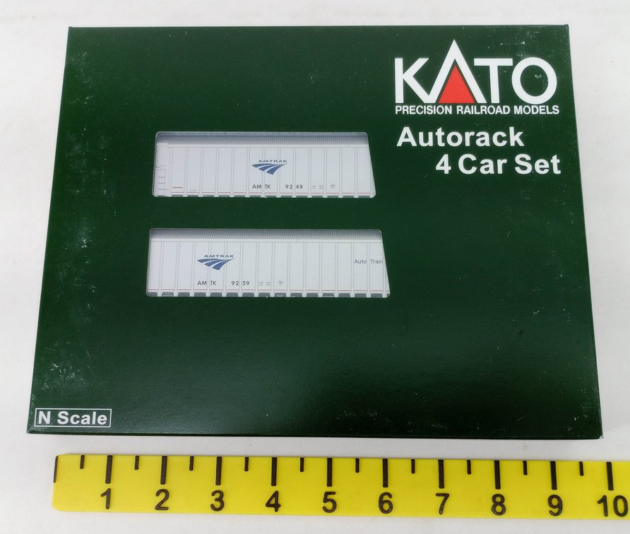 KATO N SCALE 106-5506 AMTRAK PHASE V AUTORACK 4 CAR SET, OB  INV 263331320