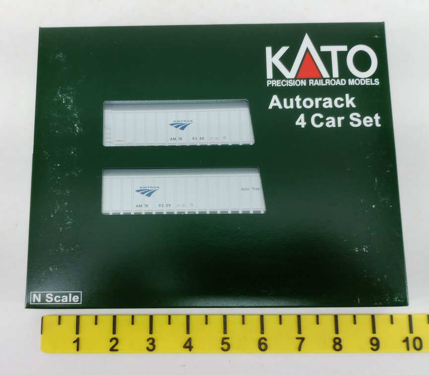 KATO N SCALE 106-5506 AMTRAK PHASE V AUTORACK 4 CAR SET, OB  INV 263331318